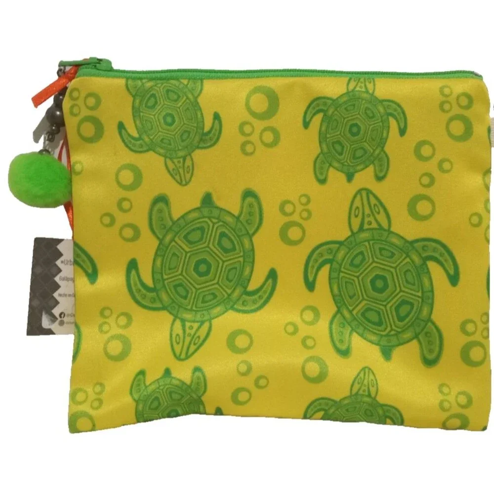 Sea Turtle Makeup Bag Travel Toiletry Zipper Pouch Organization Bag Green Yellow